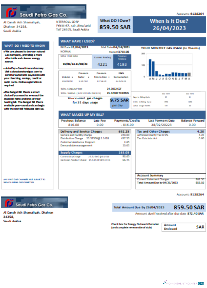 Download Saudi Petro Gas utility businessbill, SCR Photoshop template